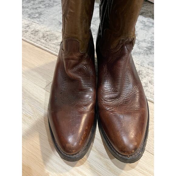 Avonite Western Boots Men 8 Women 9.5 Brown Hypalon  Oiled Leather Cowboy Rodeo - Picture 5 of 9